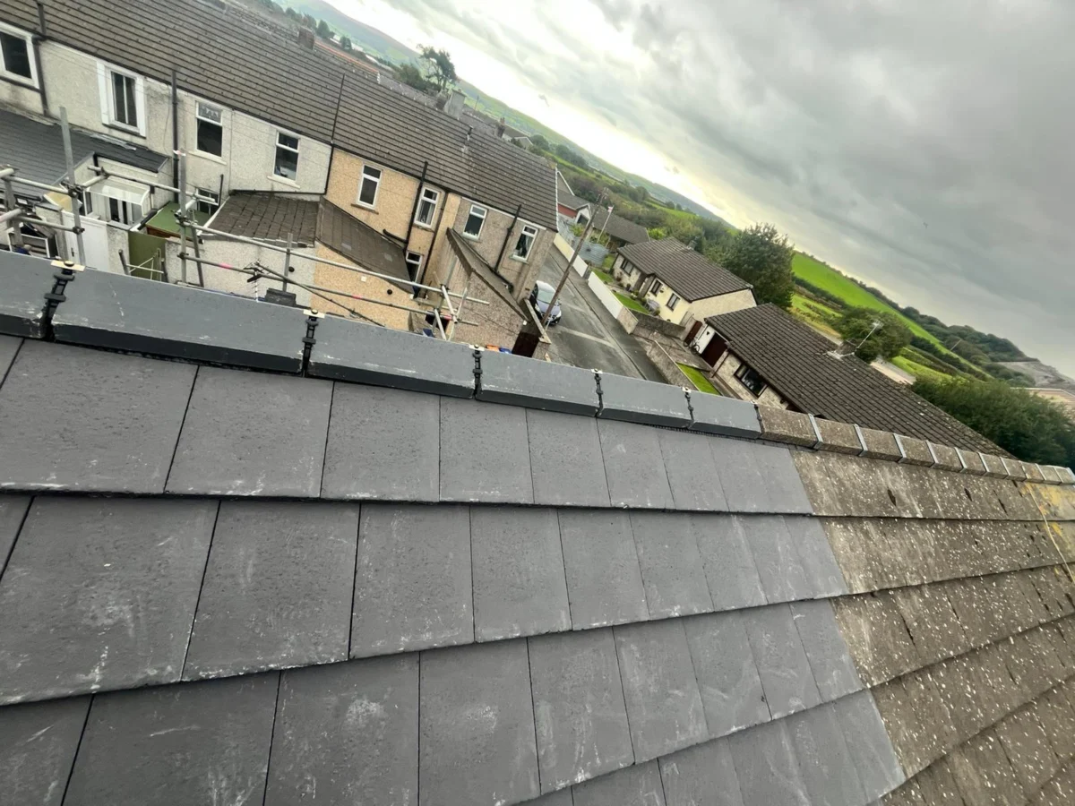 Mr Roofer UK new roof with dry ridge system and flat Quinn tiles